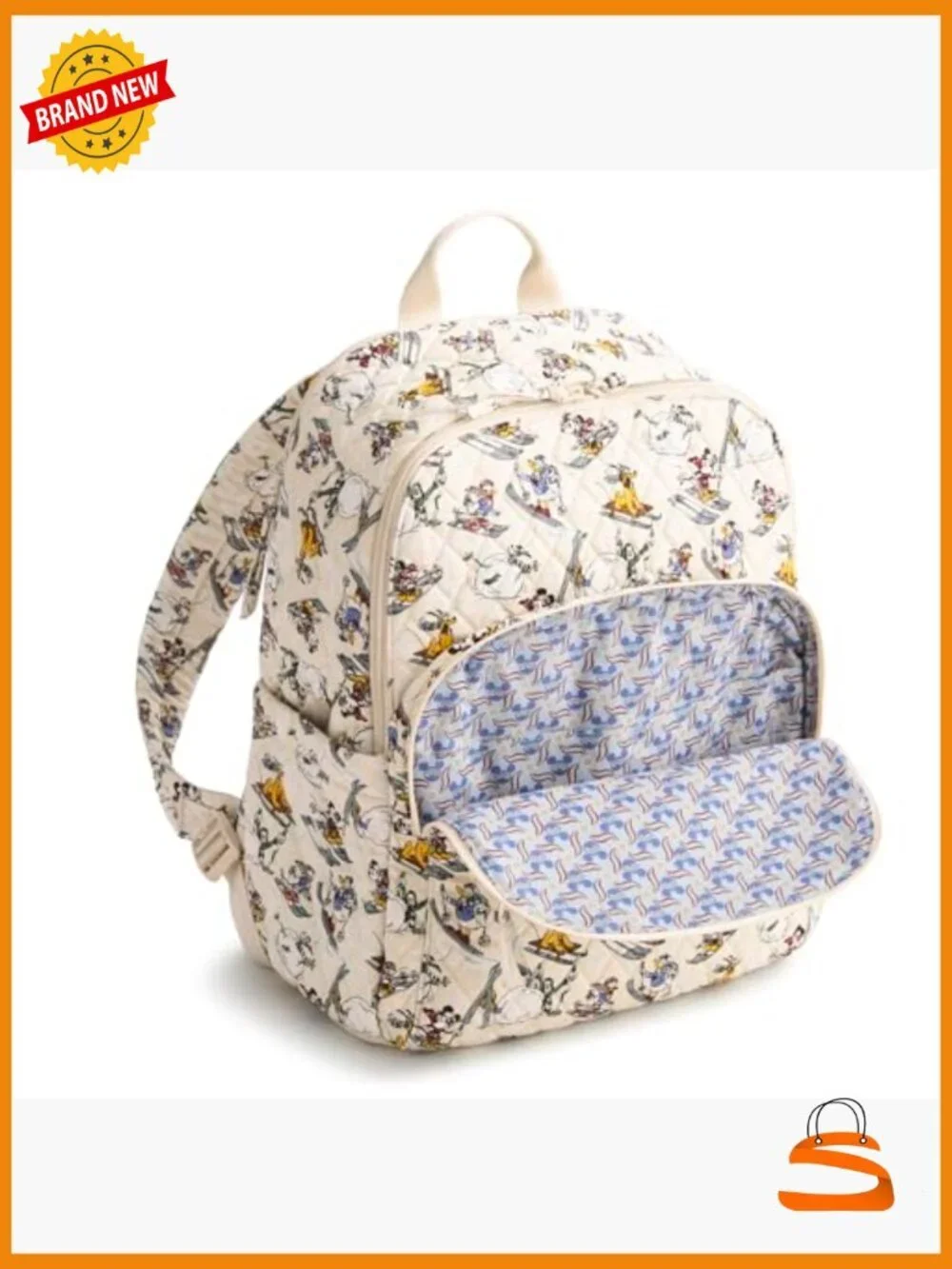 Disney Cotton Quilted Laptop Backpack, Premium Ski Mickey